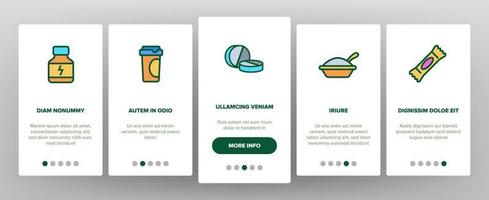 sport supplement voedsel lijn icon set vector onboarding