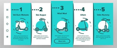 kick scooter voertuig onboarding pictogrammen instellen vector