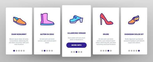 schoenen schoenen winkel onboarding pictogrammen instellen vector