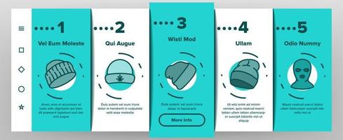 beanie seizoensgebonden hoed onboarding pictogrammen instellen vector