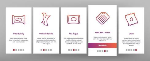natte doekjes ontsmettingsmiddel onboarding pictogrammen instellen vector