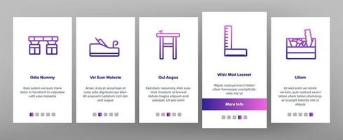 timmerman apparatuur onboarding pictogrammen instellen vector