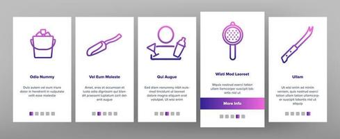 barman apparatuur onboarding pictogrammen instellen vector