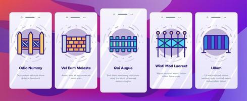 hek bouw onboarding pictogrammen instellen vector