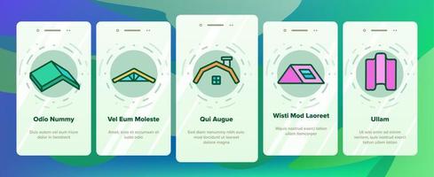 dakconstructie onboarding pictogrammen instellen vector