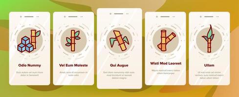 suikerriet landbouw onboarding pictogrammen instellen vector