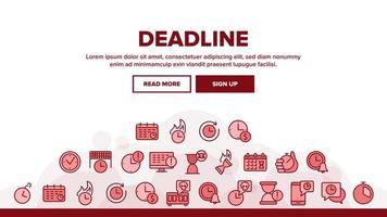 deadline tijd over landing header vector