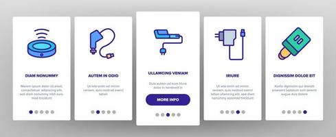 oplader energie apparaat onboarding pictogrammen instellen vector