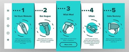 barcode scanner apparaat onboarding pictogrammen instellen vector
