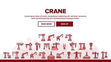 kraan bouwmachine landing header vector