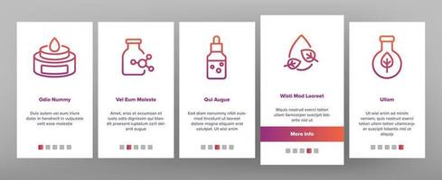 serum en cosmetische onboarding pictogrammen instellen vector