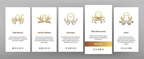 octopus oceaan weekdier onboarding pictogrammen instellen vector