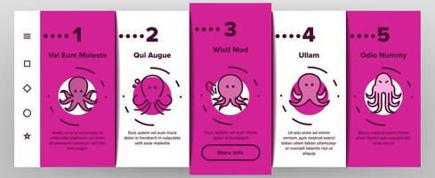 octopus oceaan weekdier onboarding pictogrammen instellen vector