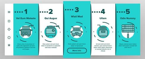 friteuse elektronische tool onboarding pictogrammen instellen vector
