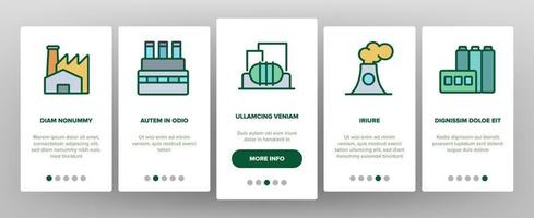 fabriek industriële onboarding pictogrammen instellen vector