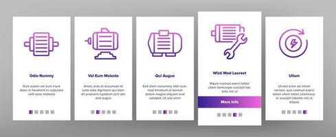 elektronische motor tool onboarding pictogrammen instellen vector