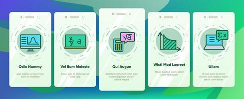 wiskunde wetenschap onderwijs onboarding pictogrammen instellen vector