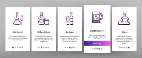 alcohol drinken flessen onboarding pictogrammen instellen vector