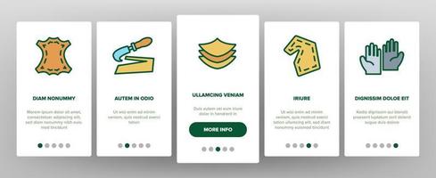 leer doek materiaal onboarding pictogrammen instellen vector