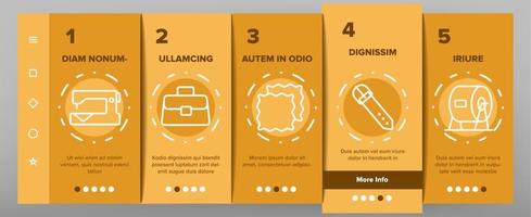 leer doek materiaal onboarding pictogrammen instellen vector