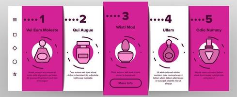 parfum containers onboarding pictogrammen instellen vector