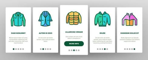 jas mode kleding onboarding pictogrammen instellen vector