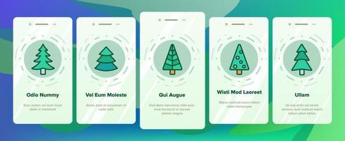 groenblijvende dennenboom onboarding pictogrammen instellen vector