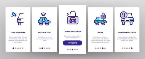 autodiefstal onboarding pictogrammen instellen vector