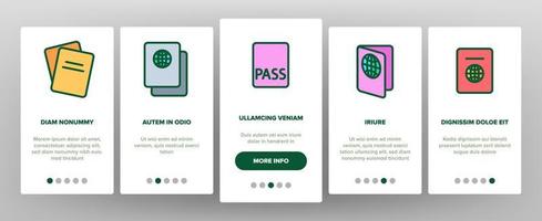 paspoort onboarding pictogrammen instellen vector