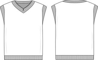 oversized trui vest platte vector technische tekening illustratie mock-up sjabloon voor ontwerp en tech packs mode cad streetwear