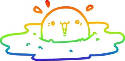 regenbooggradiënt lijntekening schattige cartoon gebakken ei vector