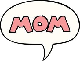 cartoon woord moeder en tekstballon vector