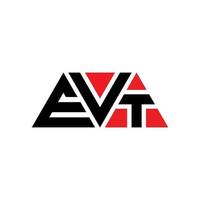 evt driehoek brief logo ontwerp met driehoekige vorm. evt driehoek logo ontwerp monogram. evt driehoek vector logo sjabloon met rode kleur. evt driehoekig logo eenvoudig, elegant en luxueus logo. evt