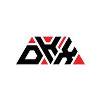 dkx driehoek brief logo ontwerp met driehoekige vorm. dkx driehoek logo ontwerp monogram. dkx driehoek vector logo sjabloon met rode kleur. dkx driehoekig logo eenvoudig, elegant en luxueus logo. dkx
