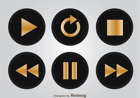 Zwarte En Gouden Mediaspeler Knoppen vector