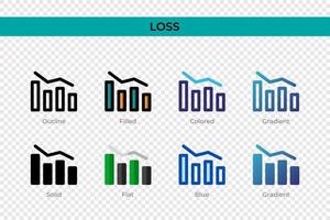 verlies icoon in verschillende stijl. verlies vector iconen ontworpen in omtrek, effen, gekleurd, gevuld, verloop en vlakke stijl. symbool, logo afbeelding. vector illustratie