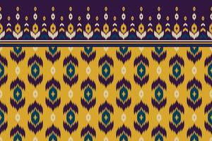 ikat patroon gele kunst. etnische naadloze patroon in tribal. ontwerp voor achtergrond, behang, vectorillustratie, textiel, stof, kleding, tapijt, borduurwerk. vector