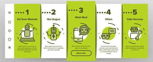 robot geavanceerde technologie onboarding pictogrammen instellen vector