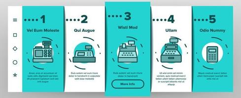 kassa apparatuur onboarding pictogrammen instellen vector