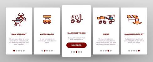 bouwwerkzaamheden elementen vector onboarding mobiele app paginascherm
