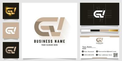 brief gv of cv monogram logo met visitekaartje ontwerp vector