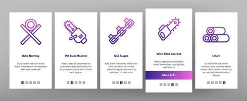 kettingzaag onboarding pictogrammen instellen vector