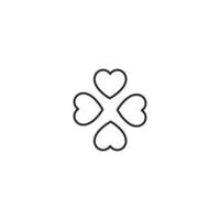 overzicht zwart-wit symbool getekend in vlakke stijl met dunne lijn. bewerkbare streek. lijn icoon van bloem met bloemblaadjes in de vorm van harten vector