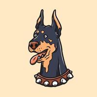 met de hand getekende schattige doberman-illustratie vector