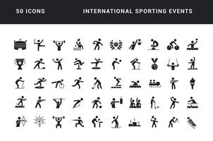 set van eenvoudige iconen van internationale sportevenementen vector