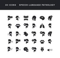 set van eenvoudige iconen van spraak-taal pathologie vector