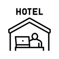 werk op afstand in hotel lijn pictogram vectorillustratie vector