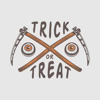 vintage retro halloween-logo, embleem, kenteken, label, merk, patche monochrome grafische kunst illustratie vector