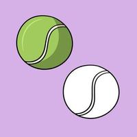 een reeks afbeeldingen, een heldere tennisbal, een speeltje voor een hond, een vectorillustratie in cartoonstijl op een gekleurde achtergrond vector