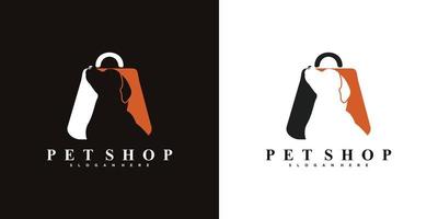 kat en hond dierenwinkel logo ontwerpsjabloon met creatief concept vector